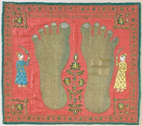 Wall Hanging (Puthia) Depicting the Feet of a Jain Monk